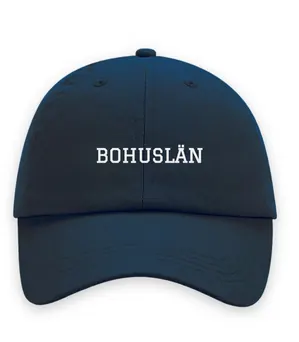 Broderad keps med texten BOHUSLÄN, Dad cap i marinblå
