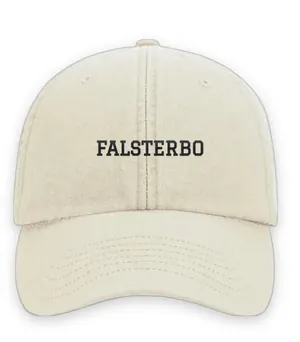 Broderad keps med texten FALSTERBO, Vintage dad cap i sand