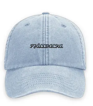 Broderad keps med texten FJÄLLBACKA, Vintage dad cap i ljusblå