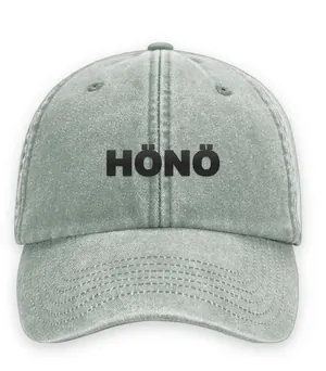 Broderad keps med texten HÖNÖ, Vintage dad cap i salviagrön