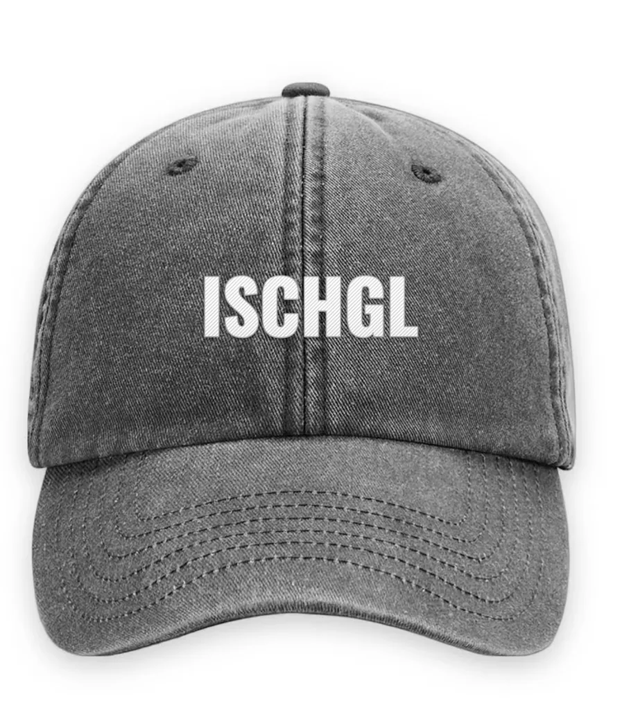 Broderad keps med texten ISCHGL, Vintage dad cap i svart