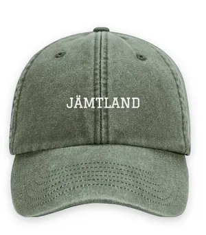 Broderad keps med texten JÄMTLAND, Vintage dad cap i oliv