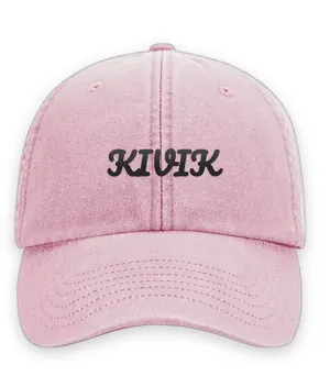 Broderad keps med texten KIVIK, Vintage dad cap i gammelrosa
