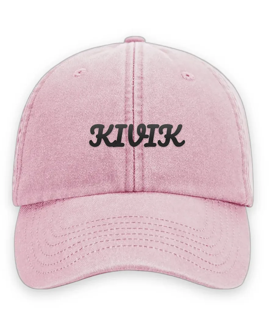 Broderad keps med texten KIVIK, Vintage dad cap i gammelrosa