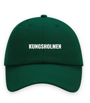 Broderad keps med texten KUNGSHOLMEN, Dad cap i flaskgrön