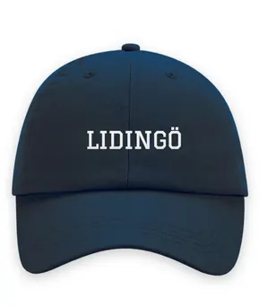 Broderad keps med texten LIDINGÖ, Dad cap i marinblå