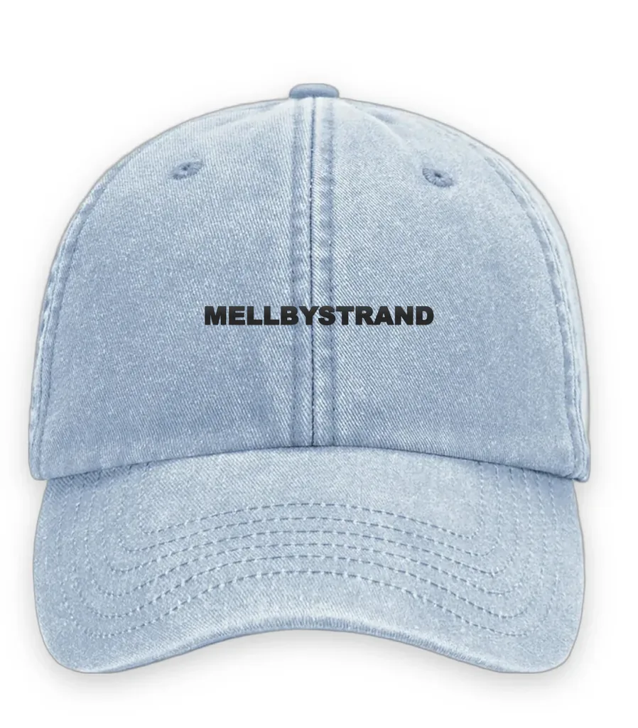 Broderad keps med texten MELLBYSTRAND, Vintage dad cap i ljusblå