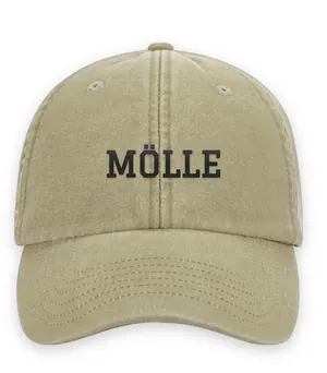 Broderad keps med texten MÖLLE, Vintage dad cap i sten