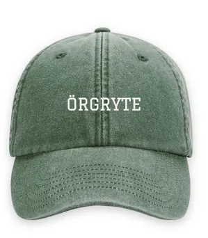 Broderad keps med texten ÖRGRYTE, Vintage dad cap i flaskgrön