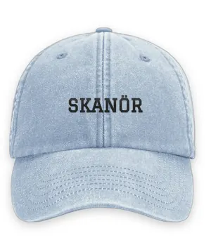 Broderad keps med texten SKANÖR, Vintage dad cap i ljusblå