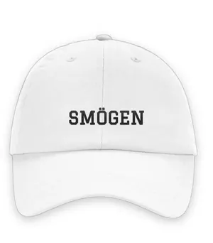 Broderad keps med texten SMÖGEN, Dad cap i vit