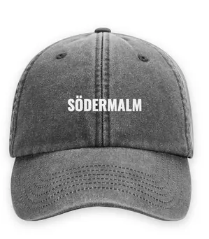 Broderad keps med texten SÖDERMALM, Vintage dad cap i svart