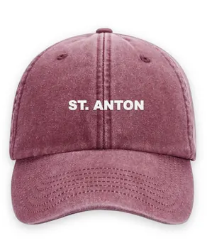 Broderad keps med texten ST. ANTON, Vintage dad cap i röd