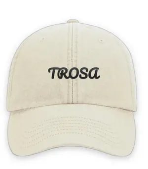 Broderad keps med texten TROSA, Vintage dad cap i sand