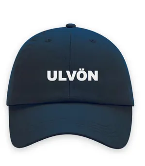 Broderad keps med texten ULVÖN, Dad cap i marinblå