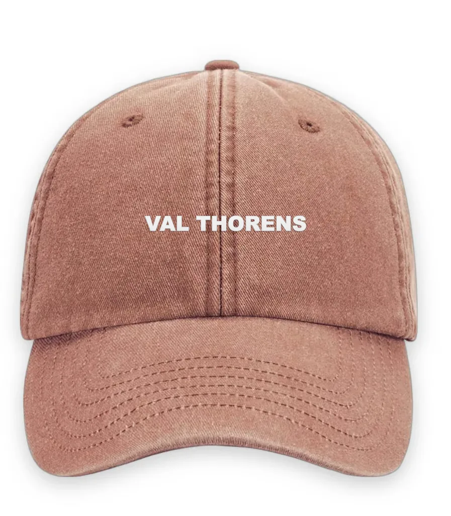 Broderad keps med texten VAL THORENS, Vintage dad cap i orange
