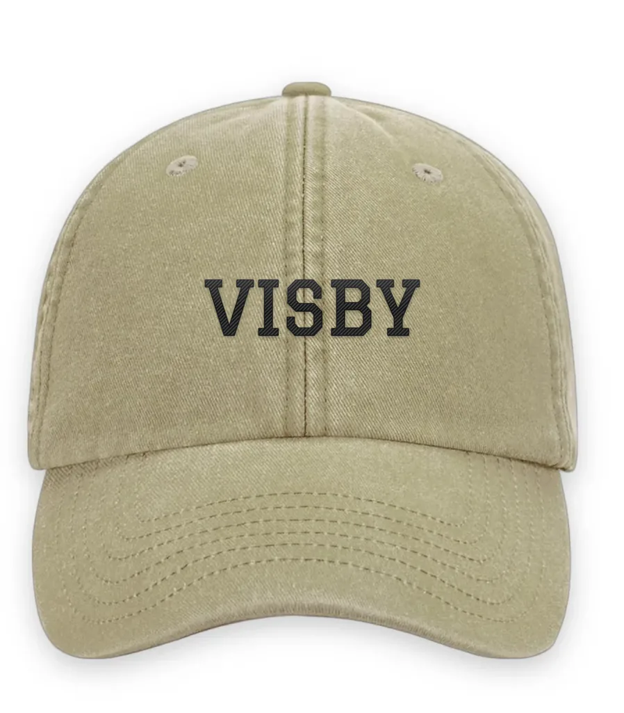 Broderad keps med texten VISBY, Vintage dad cap i sten